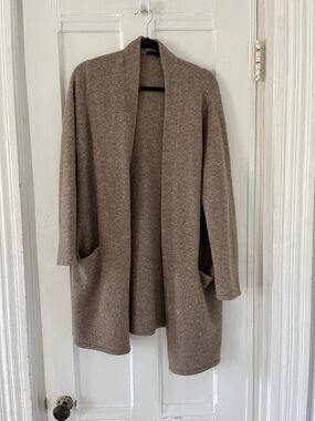 Jenni Kayne Open-Front Cardigan in Brown Taupe